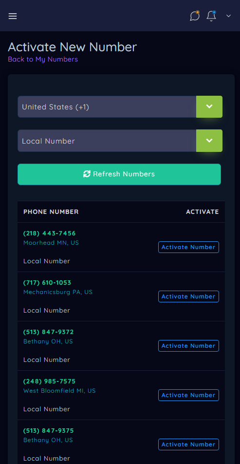 Activate New Numbers Online