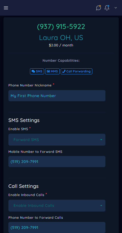 Setup SMS Forwarding